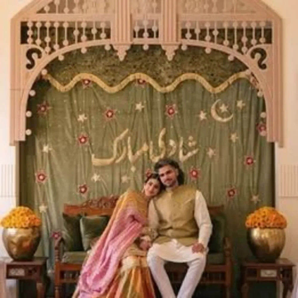 WEDDING MEHNDI KI RAAT SILK BACKDROP VINTAGE DESIGN HANDMADE